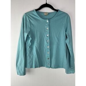 L.L. Bean Womens XS Light Blue Button-Front Long-Sleeve Cardigan